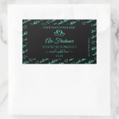 黒エレガントティール(緑がかった色)Wordクラウド製品ラベルハート 長方形シール (バッグ)