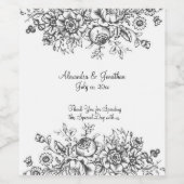 黒エレガントトイルフローラ ワインラベル (シングルラベル)