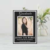 黒エレガントネクタイ写真卒業 案内状 (スタンド正面)