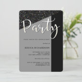 黒エレガントネクタイ|グリッタールックパーティの招待状 招待状 (スタンド正面)