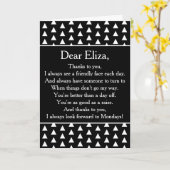 黒エレガントハッピーバースデーの同僚の詩 カード (黄色い花)