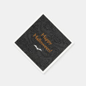 黒エレガントハロウィンフローラ スタンダードカクテルナプキン (角)