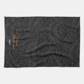 黒エレガントハロウィーンフローラ植物学 キッチンタオル (横)