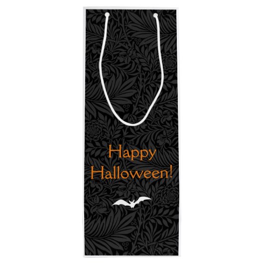 黒エレガントハロウィーンフローラ植物学 ワインギフトバッグ (裏面)