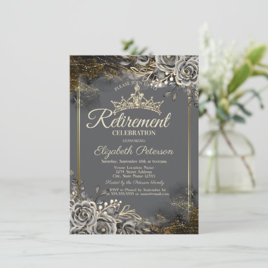 黒エレガントバラグレー退職 招待状 (スタンド正面)