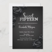 黒エレガントバラゴシック15誕生日 招待状 (正面)