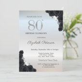 黒エレガントバラシルバー80誕生日 招待状 (スタンド正面)