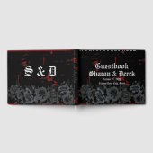 黒エレガントバラレッドグランジブ結婚ラック ゲストブック (全面)