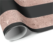 黒エレガントバラ金ゴールドグリッターストライプの ラッピングペーパー (ロールコーナー)