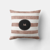 黒エレガントバラ金ゴールドグリッターモノグラストライプのム クッション (裏面)