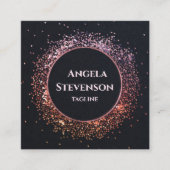 黒エレガントバラ金ゴールドグリッター名刺 スクエア名刺 (正面)