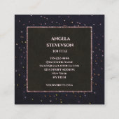 黒エレガントバラ金ゴールドグリッター名刺 スクエア名刺 (裏面)