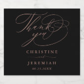 黒エレガントバラ金ゴールドス結婚クリプト スパークリングワインラベル (シングルラベル)