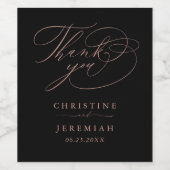 黒エレガントバラ金ゴールドス結婚クリプト ワインラベル (シングルラベル)