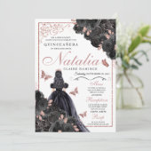 黒エレガントバラ金ゴールドフローラキンセアニェラ 招待状 (スタンド正面)