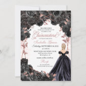 黒エレガントバラ金ゴールドフローラキンセアニェラInv 招待状 (正面)