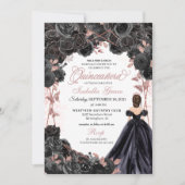 黒エレガントバラ金ゴールドフローラキンセアニェラInv 招待状 (正面)