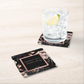 黒エレガントバラ金ゴールドフローラ誕生日の好意 スクエアペーパーコースター (インサイチュ)