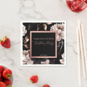 黒エレガントバラ金ゴールドフローラ誕生日テンプレート スタンダードカクテルナプキン (インサイチュ)