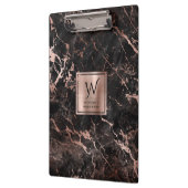 黒エレガントバラ金ゴールドマーブルモノグラム クリップボード (左)