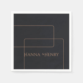 黒エレガントバラ金ゴールドモダン スタンダードカクテルナプキン