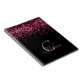 黒エレガントバラ金ゴールドモノグラム名 ノートブック (右側)