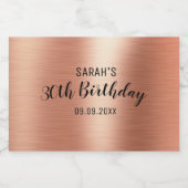 黒エレガントバラ金ゴールド任意の年齢30誕生日ミニ スパークリングワインラベル (シングルラベル)