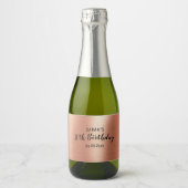 黒エレガントバラ金ゴールド任意の年齢30誕生日ミニ スパークリングワインラベル (正面)