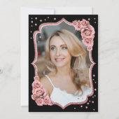 黒エレガントバラ金ゴールド写真50誕生日 招待状 (裏面)