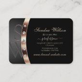 黒エレガントバラ金ゴールド(ダイヤモンドとモノグラム) 名刺 (裏面)
