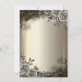 黒エレガントバラ、ストリングライト65誕生日 招待状 (裏面)