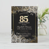 黒エレガントバラ、ライトブラック85誕生日 招待状 (スタンド正面)