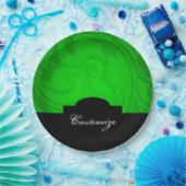 黒エレガントパーソナライズされたと緑の紙プレート ペーパープレート (パーティー)