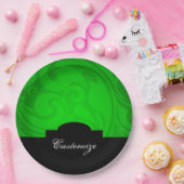 黒エレガントパーソナライズされたと緑の紙プレート ペーパープレート (パーティー)