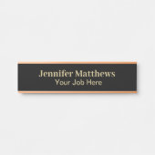 黒エレガントパーソナライズされたと金ゴールドのドアの標識 サインプレート (正面)