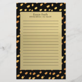 黒エレガントパーソナライズされたと金ゴールド 便箋 (正面)