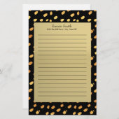 黒エレガントパーソナライズされたと金ゴールド 便箋 (正面/裏面)