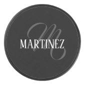 黒エレガントパーソナライズされた姓 |名前 アイスホッケーパック (正面)