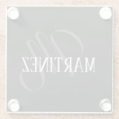 黒エレガントパーソナライズされた姓 |名前 ガラスコースター (裏面)