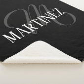 黒エレガントパーソナライズされた姓 |名前 シェルパブランケット (3/4)