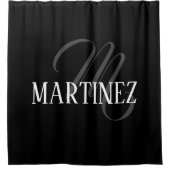 黒エレガントパーソナライズされた姓 |名前 シャワーカーテン (正面)
