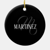 黒エレガントパーソナライズされた姓 |名前 セラミックオーナメント (裏面)