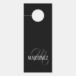 黒エレガントパーソナライズされた姓 |名前 ドアノブサイン