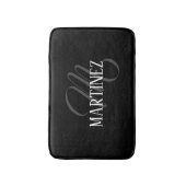 黒エレガントパーソナライズされた姓 |名前 バスマット (正面縦)