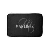 黒エレガントパーソナライズされた姓 |名前 バスマット (正面)