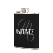 黒エレガントパーソナライズされた姓 |名前 フラスク (左)