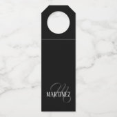 黒エレガントパーソナライズされた姓 |名前 ボトルネックタグ (正面)