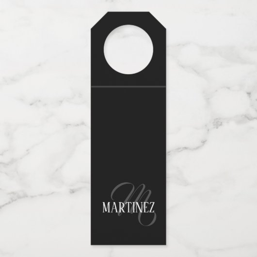 黒エレガントパーソナライズされた姓 |名前 ボトルネックタグ (裏面)