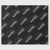 黒エレガントパーソナライズされた姓 |名前 ラッピングペーパー (フラット)