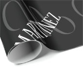 黒エレガントパーソナライズされた姓 |名前 ラッピングペーパー (ロールコーナー)